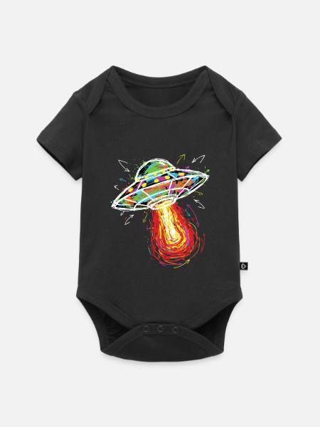 UFO-Weltraum-Kritzel Kritzel-Farbe - Baby Premium Kurzarmbody - Schwarz