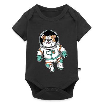 Chien Bulldog Anglais Astronaute Espace - Body à manches courtes Premium Bébé - noir - Devant