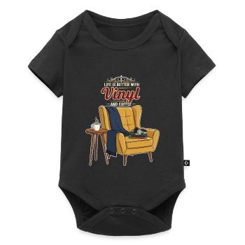 Vinyl Coffee Music Citation Better With Vinyl - Baby Premium short-sleeve bodysuit - black - Front