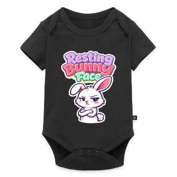 Face de lapin au repos à Pâques disant drôle - Body à manches courtes Premium Bébé - noir - Devant
