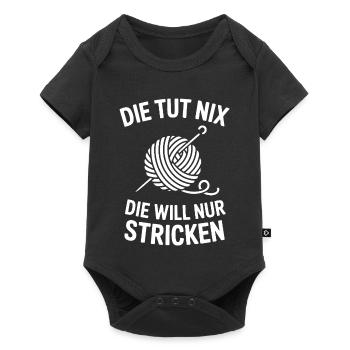 Die will nur stricken - Baby Premium Kurzarmbody - Schwarz - Vorne