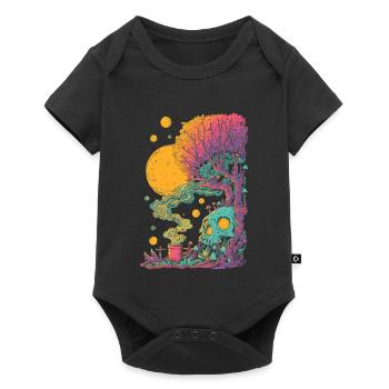 Psychedelic tree skull in the cosmos - Baby Premium short-sleeve bodysuit - black - Front