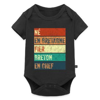 Né en Bretagne Fier Breton - Body à manches courtes Premium Bébé - noir - Devant