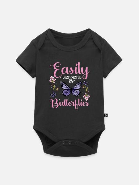 Easily Butterflies - Baby Premium Kurzarmbody - Schwarz