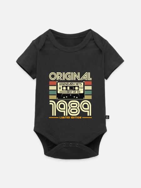 Original-Kassetten-Nostalgie von 1989 - Baby Premium Kurzarmbody - Schwarz
