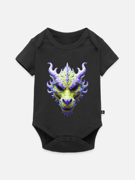 Aurora-Grüne Drachenmaske - Baby Premium Kurzarmbody - Schwarz