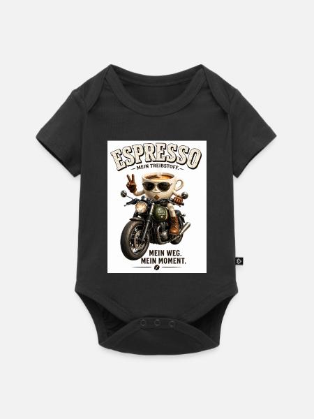 Espresso Motorrad-Motiv - Baby Premium Kurzarmbody - Schwarz