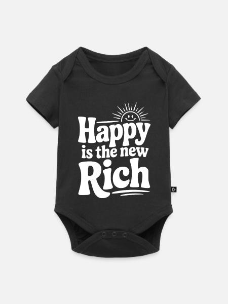 Glücklich ist der neue Reiche - Baby Premium Kurzarmbody - Schwarz