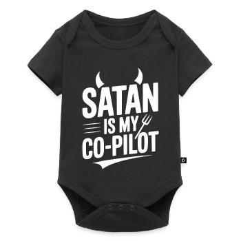 Satan ist mein Co-Pilot - Baby Premium Kurzarmbody - Schwarz - Vorne