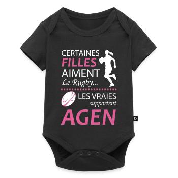Certaines Filles Aiment Le Rugby Les Vraies Sup... - Body à manches courtes Premium Bébé - noir - Devant