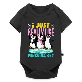 Pingouin mignon - Cadeau pour l’amoureux des manchots - Body à manches courtes Premium Bébé - noir - Devant
