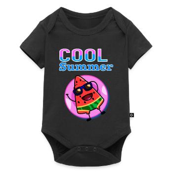 Pastèque fraîche d’été – Ambiance estivale Kawaii mignonne - Body à manches courtes Premium Bébé - noir - Devant