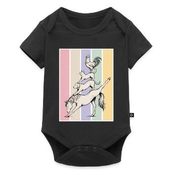 Pile d’animaux de yoga - Body à manches courtes Premium Bébé - noir - Devant