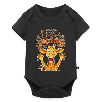 Happy Giraffe mit dem Text "Hab einen schönen Tag" - Baby Premium Kurzarmbody - Schwarz - Vorne