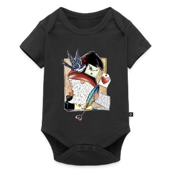 Nain de livre mignon au cœur de plume - Body à manches courtes Premium Bébé - noir - Devant