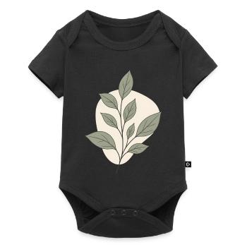 Minimalistischer Botanik Zweig Line Art Ästhetik - Baby Premium Kurzarmbody - Schwarz - Vorne