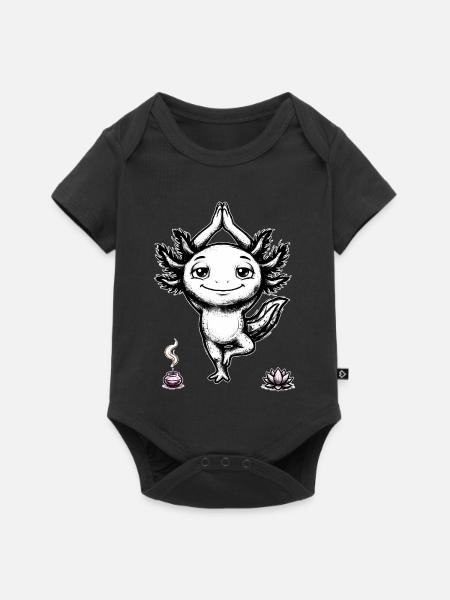 Yoga Axolotl Meditation – Namaste Cute Art - Baby Premium Kurzarmbody - Schwarz