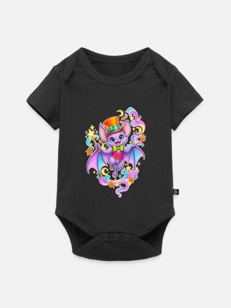 Zauberbat im Regenbogenzauber - Baby Premium Kurzarmbody - Schwarz