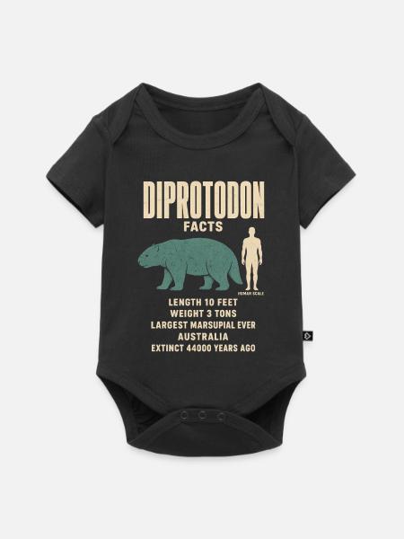 Diprotodon Fakten Eiszeit Größenvergleich Tafel - Baby Premium Kurzarmbody - Schwarz