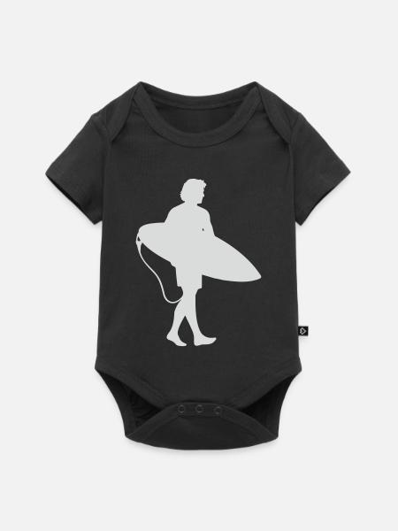 Surfer Silhouette am Surfbrett - Baby Premium Kurzarmbody - Schwarz