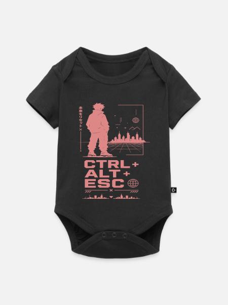 Cyberpunk Skyline CTRL ALT ESC - Baby Premium Kurzarmbody - Schwarz