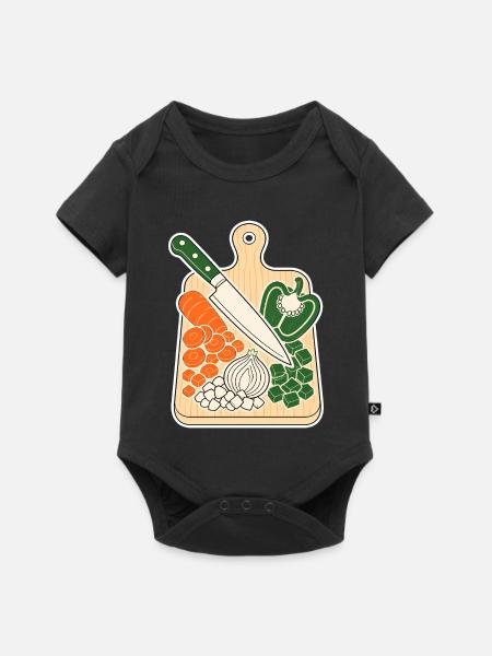 Schneidebrett mit Kochmesser & Gemüse T-Shirt - Baby Premium Kurzarmbody - Schwarz