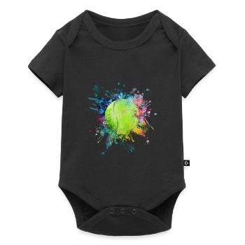 WaterFabe Color Explosion Splash Design Tennis Ball - Baby Premium short-sleeve bodysuit - black - Front