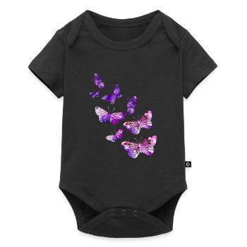 Beautiful butterfly girl purple - Baby Premium short-sleeve bodysuit - black - Front