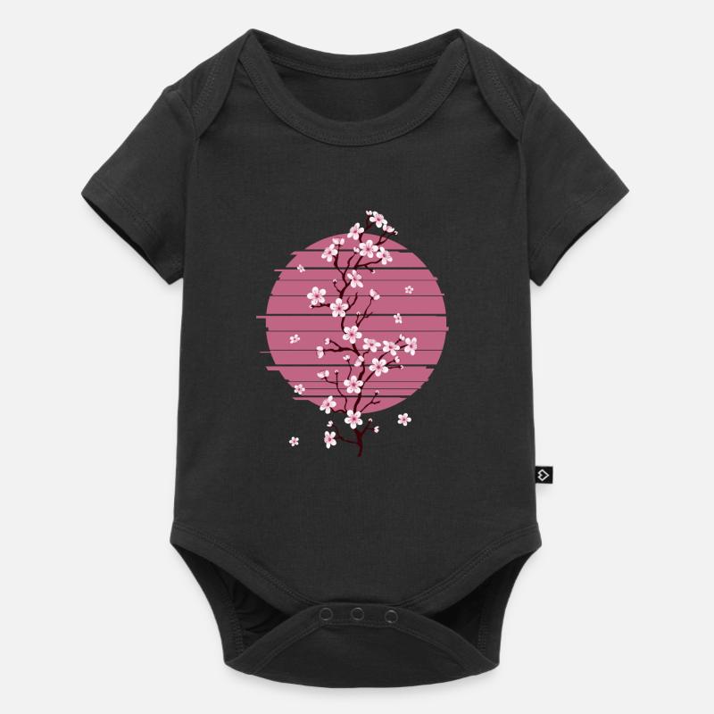 Retro fleur de cerisier Arbre japonais Sakura - Body à manches courtes Premium Bébé - noir