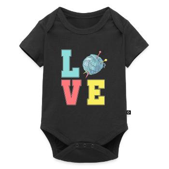 Crochet Love Hobby Crafting Yarn Knitter - Baby Premium short-sleeve bodysuit - black - Front