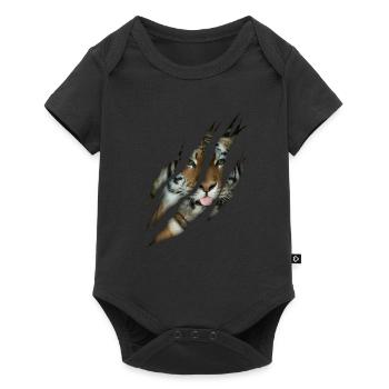Funny Tiger Safari Animal Cat - Baby Premium short-sleeve bodysuit - black - Front