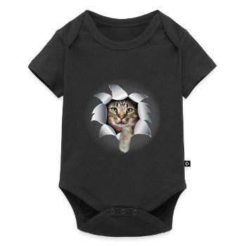 Mignon chatte patte déchirée mignon chat - Body à manches courtes Premium Bébé - noir - Devant