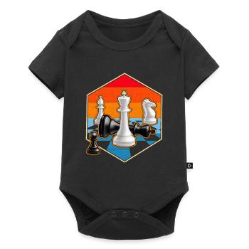 Retro Chess Pieces Vintage Chessboard - Baby Premium short-sleeve bodysuit - black - Front