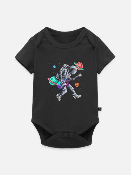 Astronaut Gitarre Weltraum Planeten Musiker - Baby Premium Kurzarmbody - Schwarz