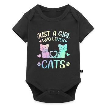 Une fille qui aime les chats - Body à manches courtes Premium Bébé - noir - Devant