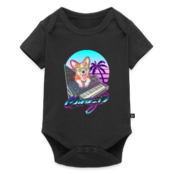 Synthesizer Vaporwave Corgi Hund Modular Analog - Baby Premium short-sleeve bodysuit - black - Front