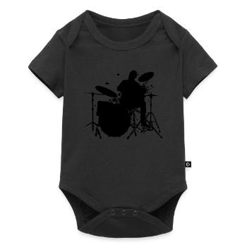 Herren Damen Schlagzeuger Schlagzeugspieler - Baby Premium Kurzarmbody - Schwarz - Vorne