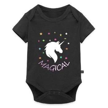 La fée mythique de la licorne évoque un cadeau de conte de fées rose - Body à manches courtes Premium Bébé - noir - Devant