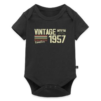 1957 Vintage Rétro Cadeau D'anniversaire 1957 - Body à manches courtes Premium Bébé - noir - Devant