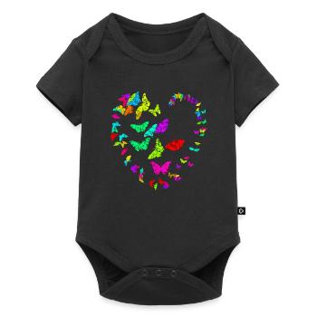 Heart made of butterflies - metallic - Baby Premium short-sleeve bodysuit - black - Front