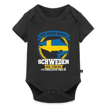 Schweden Angeln urlaub Geschenk - Baby Premium Kurzarmbody - Schwarz - Vorne