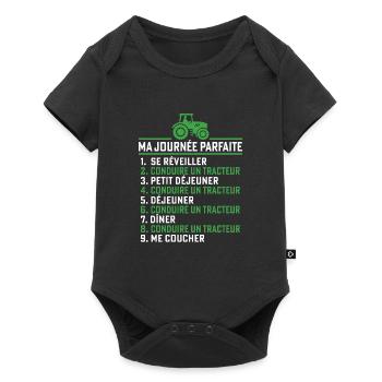 Ma journée parfaite conduire un tracteur - Body à manches courtes Premium Bébé - noir - Devant