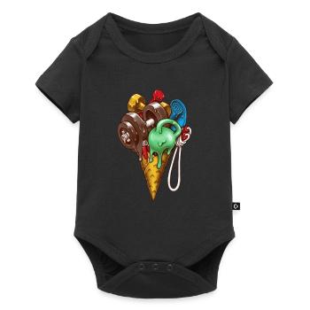 Gym Ice Cream - Eis Workout - Baby Premium Kurzarmbody - Schwarz - Vorne