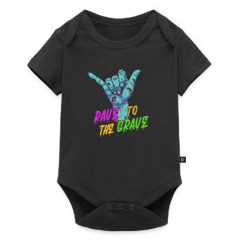 Rave to the Grave - Techno - Baby Premium Kurzarmbody - Schwarz - Vorne