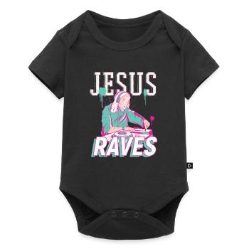 Rave Jesus - Techno DJ - Baby Premium Kurzarmbody - Schwarz - Vorne