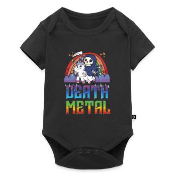 Death Metal & Einhorn Regenbogen - Baby Premium Kurzarmbody - Schwarz - Vorne