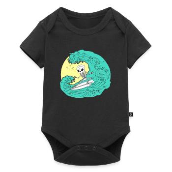 Skeleton surfing on Wave - Baby Premium Kurzarmbody - Schwarz - Vorne