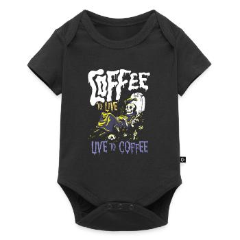 Kaffe zum Leben - Cafe Sucht - Baby Premium Kurzarmbody - Schwarz - Vorne