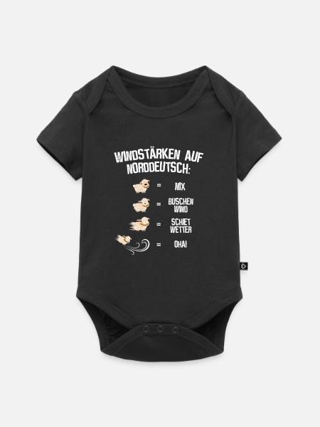 Windstärken auf Norddeutsch - Baby Premium Kurzarmbody - Schwarz