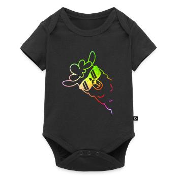 Cool Alpaka / Lama mit Sonnenbrille - Baby Premium Kurzarmbody - Schwarz - Vorne